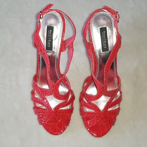 WHBM Red open toe heel shoes - Picture 2 of 10